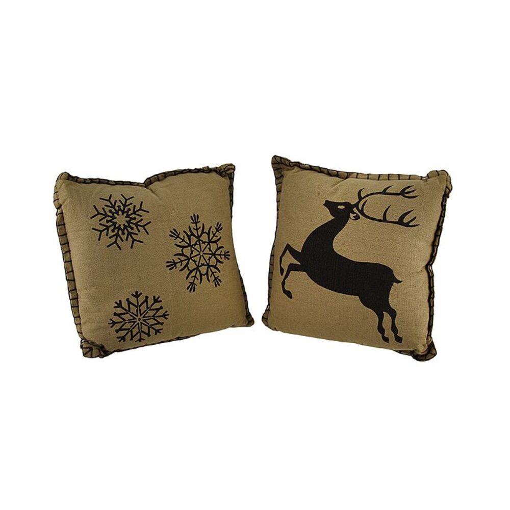 Prancer and Snowflakes Decorative Throw Pillow Set